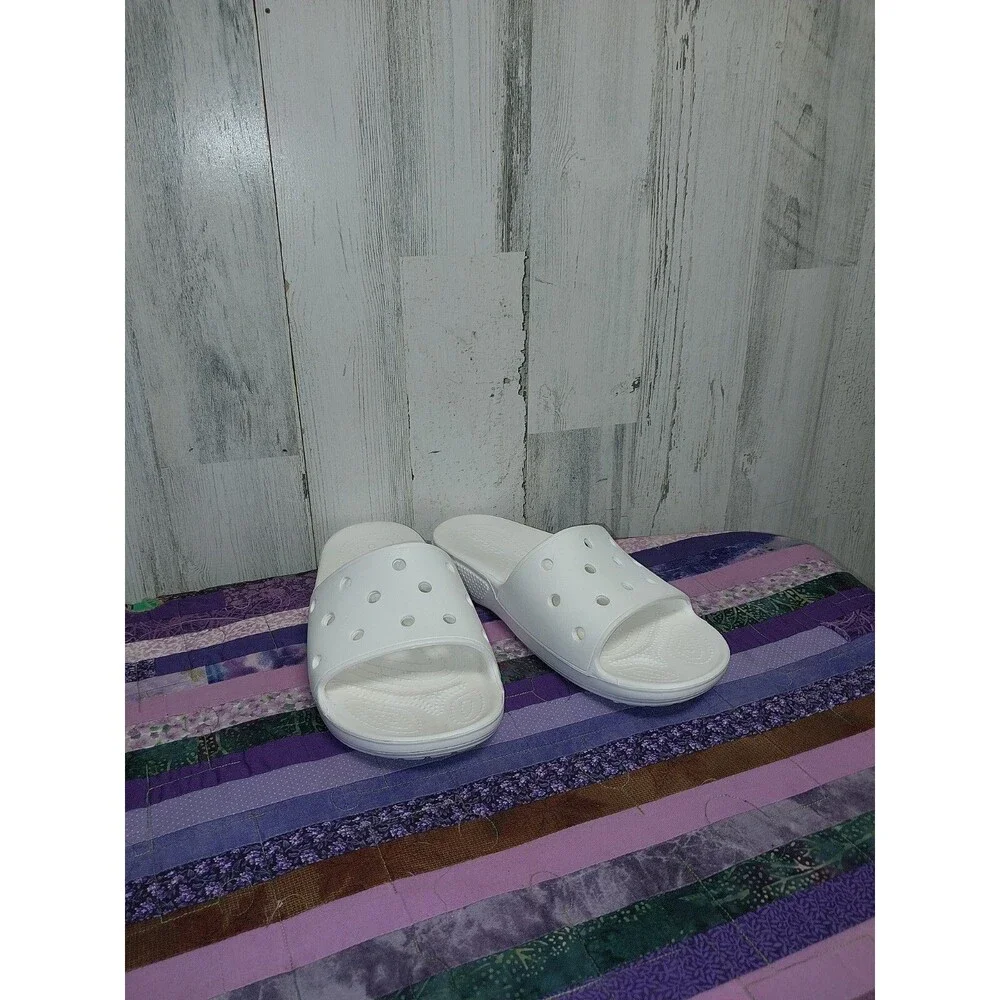 Crocs 206121 Sandals Classic White Slides Waterproof Shoes Mens 9 Womens 11